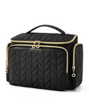 BAGSMART Travel Toiletry Bag, Large Wide - open Travel Bag for Toiletries, Makeup Cosmetic Travel Bag with Handle - Black