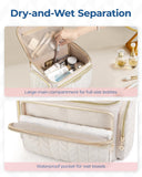 BAGSMART Travel Toiletry Bag, Large Wide - open Travel Bag for Toiletries, Makeup Cosmetic Travel Bag with Handle - Black