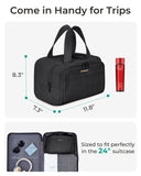 BAGSMART Travel Toiletry Bag, Lightweight Large Wide - open Travel Bag for Women, Puffy Cosmetic Makeup Bag Organizer with Handle for Accessories,Essentials, Toiletries, Black