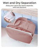 BAGSMART Travel Toiletry Bag, Lightweight Large Wide - open Travel Bag for Women, Puffy Cosmetic Makeup Bag Organizer with Handle for Accessories,Essentials, Toiletries, Dark Pink