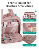 BAGSMART Travel Toiletry Bag, Lightweight Large Wide - open Travel Bag for Women, Puffy Cosmetic Makeup Bag Organizer with Handle for Accessories,Essentials, Toiletries, Dark Pink