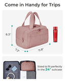 BAGSMART Travel Toiletry Bag, Lightweight Large Wide - open Travel Bag for Women, Puffy Cosmetic Makeup Bag Organizer with Handle for Accessories,Essentials, Toiletries, Dark Pink
