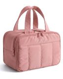 BAGSMART Travel Toiletry Bag, Puffy Large Toiletry Bag for Women, Lightweight Cosmetic Makeup Bag Organizer with Handle for Traveling, Accessories, Essentials, Toiletries （Dark Pink