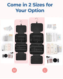 BAGSMART Travel Toiletry Bag with Jewelry Organizer, Hanging Travel Bag for Toiletries, Puffy Makeup Cosmetic Bag Organizer, Carry - on Travel Accessories Essentials, Black - L