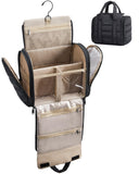 BAGSMART Travel Toiletry Bag with Removable Partition, Puffy Water - resistant Fabric Hanging Organizer for Full - Size Toiletries, Accessories, Black