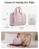 BAGSMART Travel Toiletry Bag with Removable Partition, Puffy Water - resistant Fabric Hanging Organizer for Full - Size Toiletries, Accessories, Black