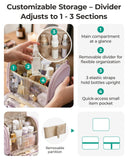 BAGSMART Travel Toiletry Bag with Removable Partition, Puffy Water - resistant Fabric Hanging Organizer for Full - Size Toiletries, Accessories, Black