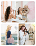 BAGSMART Travel Toiletry Bag with Removable Partition, Puffy Water - resistant Fabric Hanging Organizer for Full - Size Toiletries, Accessories, Black