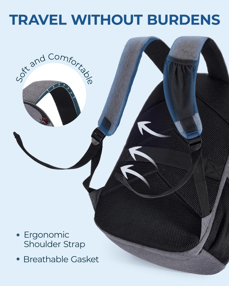 BAGSMART Unisex Laptop Backpack, 15.6 - inch Anti - Theft, Water Resistant, Grey, With USB Charger Hole