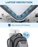 BAGSMART Unisex Laptop Backpack, 15.6 - inch Anti - Theft, Water Resistant, Grey, With USB Charger Hole