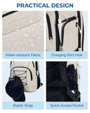 BAGSMART Unisex Laptop Backpack, 15.6 - inch Anti - Theft, Water Resistant, with USB Charger Hole, Beige