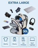 BAGSMART Unisex Laptop Backpack, 15.6 - inch Anti - Theft, Water Resistant, with USB Charger Hole, Beige