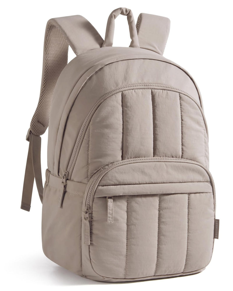 BAGSMART Womens Backpack Small Travel Laptop Backpack for Women, Quilted College Laptop Bookbag, Work Back Pack for Women, Cute Computer Water - Resistant Casual Daypack, Puffer Camel