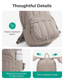 BAGSMART Womens Backpack Small Travel Laptop Backpack for Women, Quilted College Laptop Bookbag, Work Back Pack for Women, Cute Computer Water - Resistant Casual Daypack, Puffer Camel