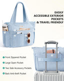 Bagstellar Corduroy Tote Bag for Women, 17 Pockets Laptop Work Tote Bag Lightweight Teacher Nurse Bible Bag for School Travel