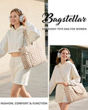 Bagstellar Corduroy Tote Bag for Women, 17 Pockets Laptop Work Tote Bag Lightweight Teacher Nurse Bible Bag for School Travel