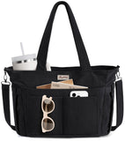 Bagstellar Corduroy Tote Bag for Women, 17 Pockets Laptop Work Tote Bag Lightweight Teacher Nurse Bible Bag for School Travel