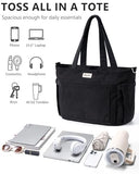 Bagstellar Corduroy Tote Bag for Women, 17 Pockets Laptop Work Tote Bag Lightweight Teacher Nurse Bible Bag for School Travel