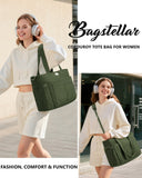 Bagstellar Corduroy Tote Bag for Women, 17 Pockets Laptop Work Tote Bag Lightweight Teacher Nurse Bible Bag for School Travel
