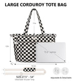 Bagstellar Corduroy Tote Bag for Women, 17 Pockets Laptop Work Tote Bag Lightweight Teacher Nurse Bible Bag for School Travel