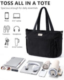Bagstellar Corduroy Tote Bag for Women, 17 Pockets Laptop Work Tote Bag Lightweight Teacher Nurse Bible Bag for School Travel