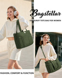 Bagstellar Corduroy Tote Bag for Women, 17 Pockets Laptop Work Tote Bag Lightweight Teacher Nurse Bible Bag for School Travel