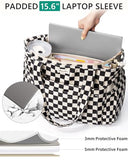 Bagstellar Corduroy Tote Bag for Women, 17 Pockets Laptop Work Tote Bag Lightweight Teacher Nurse Bible Bag for School Travel
