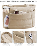 Bagstellar Puffer Tote Bag for Women, Lightweight Puffy Work Handbag Teacher Nurse Quilted Shoulder Bag for School Travel Gym