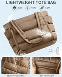 Bagstellar Puffer Tote Bag for Women, Lightweight Puffy Work Handbag Teacher Nurse Quilted Shoulder Bag for School Travel Gym