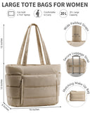 Bagstellar Puffer Tote Bag for Women, Lightweight Puffy Work Handbag Teacher Nurse Quilted Shoulder Bag for School Travel Gym