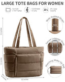 Bagstellar Puffer Tote Bag for Women, Lightweight Puffy Work Handbag Teacher Nurse Quilted Shoulder Bag for School Travel Gym