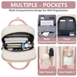 bagswan Laptop Backpack for Women Work - 15.6 Inch Travel Backpack Fashion Work Business Backpacks Purse Warterproof College Teacher Nurse Computer Daypack Beige Pink