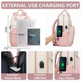 bagswan Laptop Backpack for Women Work - 15.6 Inch Travel Backpack Fashion Work Business Backpacks Purse Warterproof College Teacher Nurse Computer Daypack Beige Pink