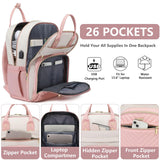 bagswan Laptop Backpack for Women Work - 15.6 Inch Travel Backpack Fashion Work Business Backpacks Purse Warterproof College Teacher Nurse Computer Daypack Beige Pink