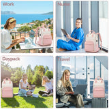 bagswan Laptop Backpack for Women Work - 15.6 Inch Travel Backpack Fashion Work Business Backpacks Purse Warterproof College Teacher Nurse Computer Daypack Beige Pink