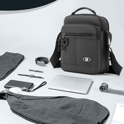 BAGZY Messenger Bag for Men Shoulder Bag Mens Handbag Crossbody Bag Sling Bags for 9,7 inch IPad Business Work Travel Weekend Black