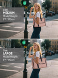 BALEINE Large Utility Tote Bag with Reinforced Bottom, Multi - Pockets and Top Zipper Closure, Perfect for Teachers, Nurses, Travel, Work - Water - Resistant (Medium, Pink)