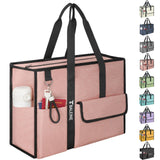 BALEINE Large Utility Tote Bag with Reinforced Bottom, Multi - Pockets and Top Zipper Closure, Perfect for Teachers, Nurses, Travel, Work - Water - Resistant (Medium, Pink)