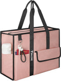 BALEINE Large Utility Tote Bag with Reinforced Bottom, Multi - Pockets and Top Zipper Closure, Perfect for Teachers, Nurses, Travel, Work - Water - Resistant (Medium, Pink)