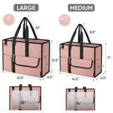BALEINE Large Utility Tote Bag with Reinforced Bottom, Multi - Pockets and Top Zipper Closure, Perfect for Teachers, Nurses, Travel, Work - Water - Resistant (Medium, Pink)