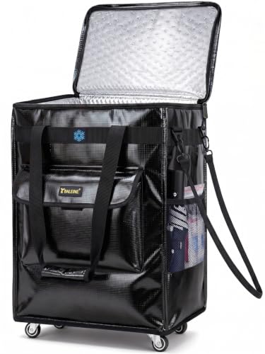 BALEINE Reusable Grocery Bags on Wheels, Rolling Tote Bag, Shopping Trolley, Large Backpack Shopping Carts for Groceries (20"x15.5"x25.5", Black)