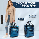 BALEINE Reusable Grocery Bags on Wheels, Rolling Tote Bag, Shopping Trolley, Large Backpack Shopping Carts for Groceries (20"x15.5"x25.5", Black)
