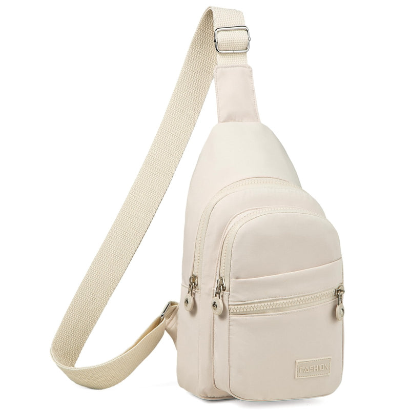 Banelu Sling Bag Small Crossbody Bags for Women Men, Cross Body Bag Sling Backpack for Outdoors Sports Hiking - Beige