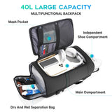 BANGE 40L Travel Backpack with Shoe Compartment, Large Capacity Weekender Bag Daypack Fits 17.3 Inch Laptop, Carry - on Luggage Backpack with Water Bottle Holder for Traveling, Hiking, Business