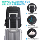 BANGE Business Smart Backpack Waterproof fit 15.6 Inch Laptop Backpack with USB Charging Port,Travel Durable Backpack (Light Blue(three Pocket), Medium)