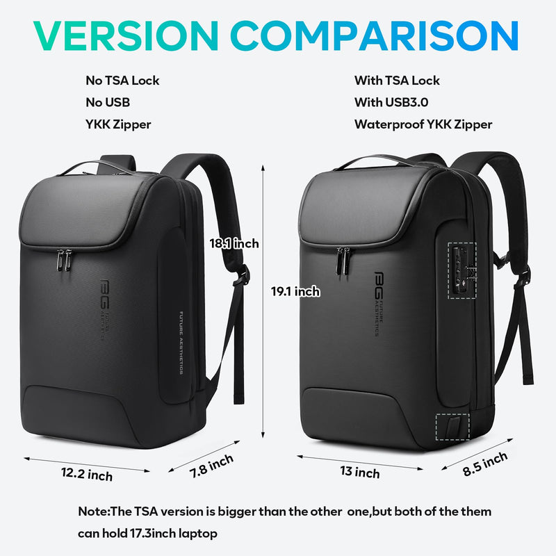 BANGE Men's Anti - Theft Backpack,Waterproof Fashion Travel Backpacks,High Tech Backpack with USB3.0 Charging Port,Business Laptop Backpack Fits 17.3 Inch Notebook…