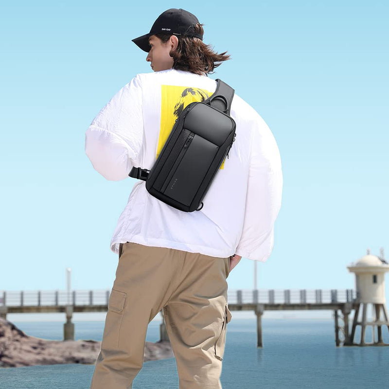 BANGE Sling Bag for Men, Men's Shoulder bags, Waterproof Crossbody Backpack for Men… (7566Black)