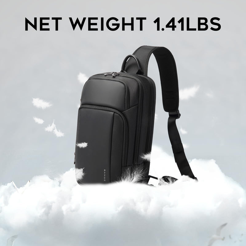 BANGE Sling Bag, Waterproof Shoulder bags with Pad Compartment, Crossbody Backpack for Men