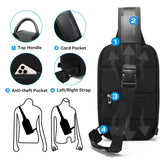 BANGE Sling Bag, Waterproof Shoulder bags with Pad Compartment, Crossbody Backpack for Men