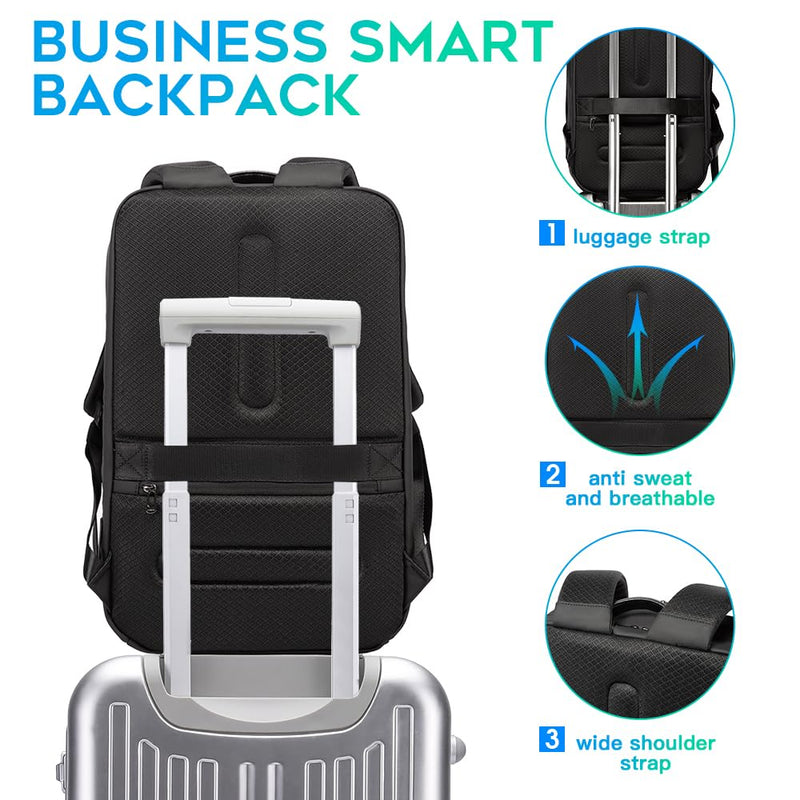 BANGE Smart Business Laptop Backpack Waterproof can fit 15.6 - 17.3 Inch Laptop with 3.0 USB charging port for men and women